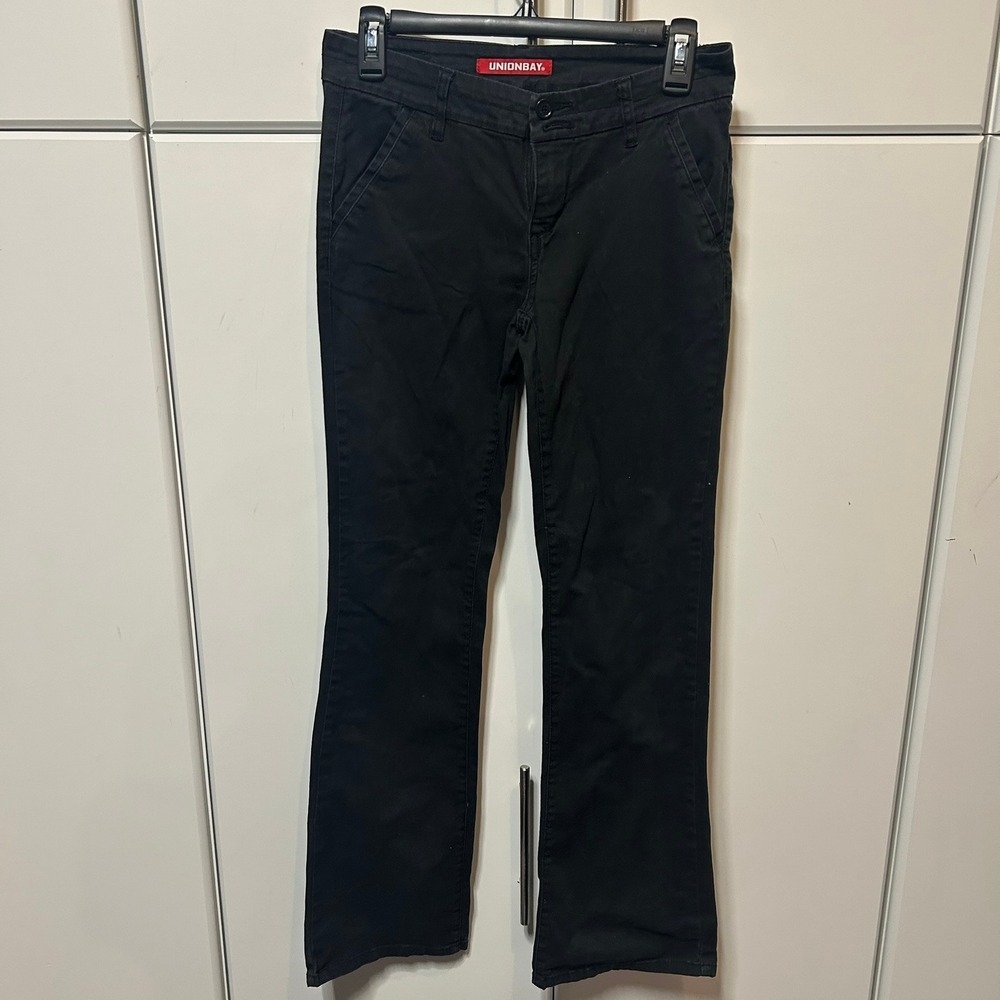 Unionbay Black Chino Pants Womens Size 3 Bootcut Stretch Twill Trousers Casual